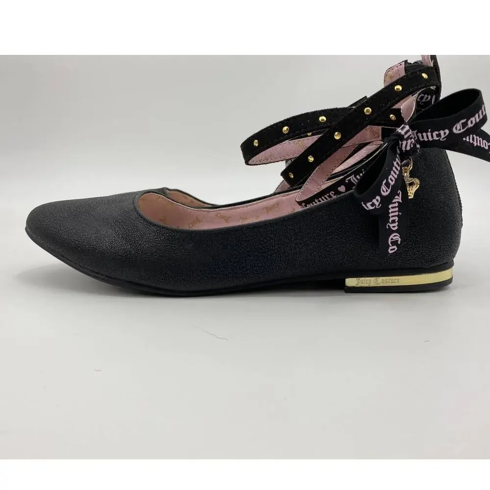 Juicy Couture Girls Santa Barbara Flat Gold Black Shoes NEW Size: 5
